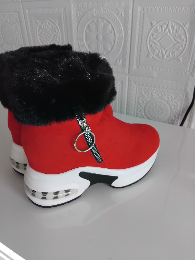 Red Fur Trimmed Booties - photo 2