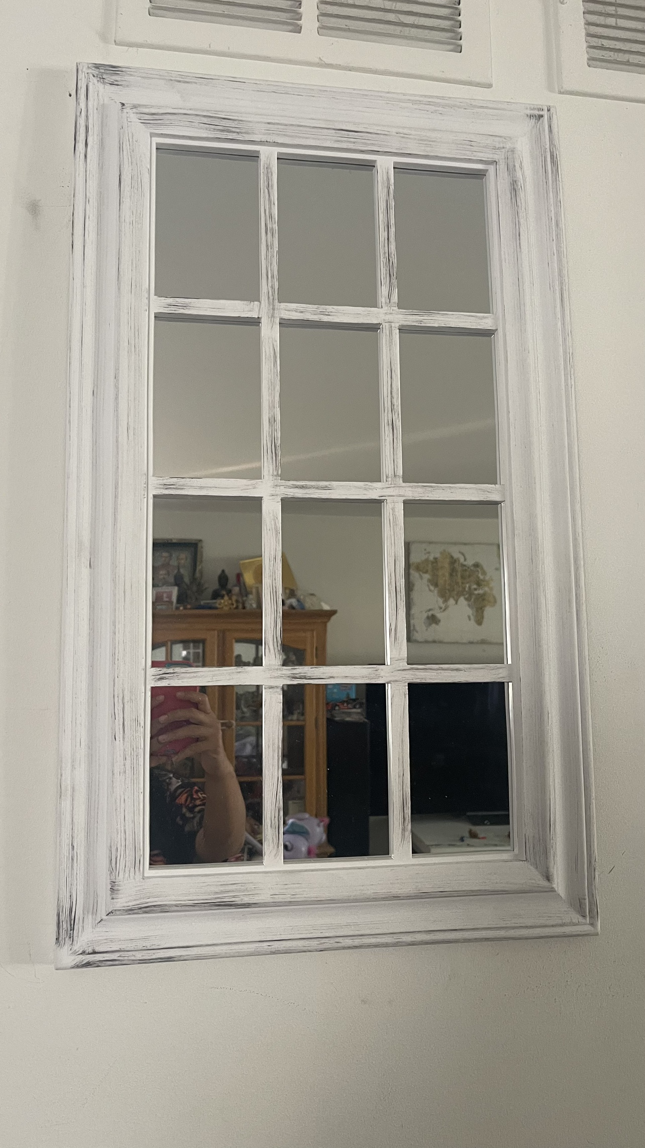 White Window Pane Mirror
