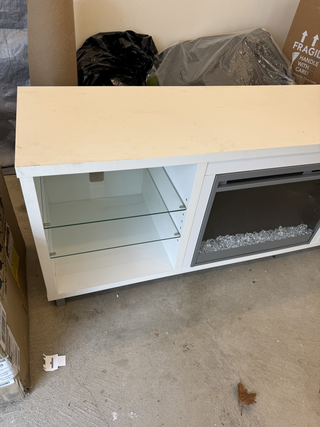 White Electric Fireplace TV Stand