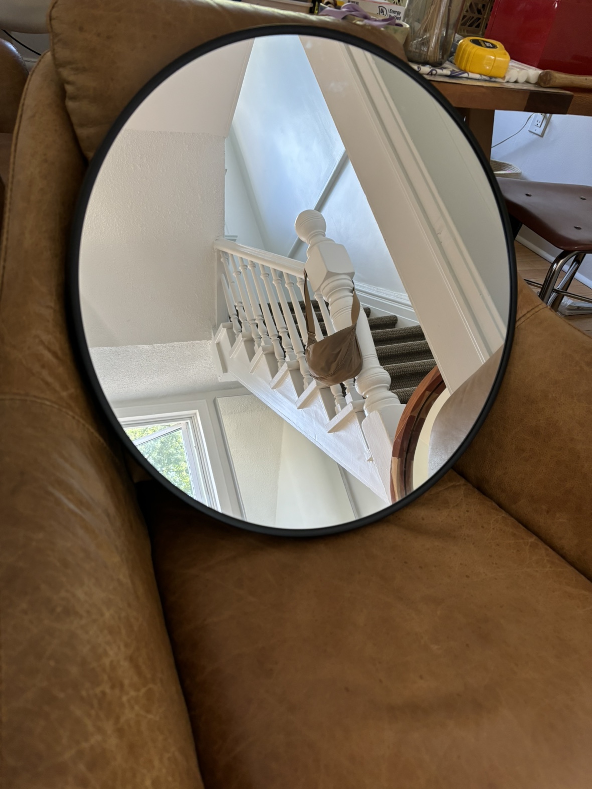 Round Black Framed Mirror