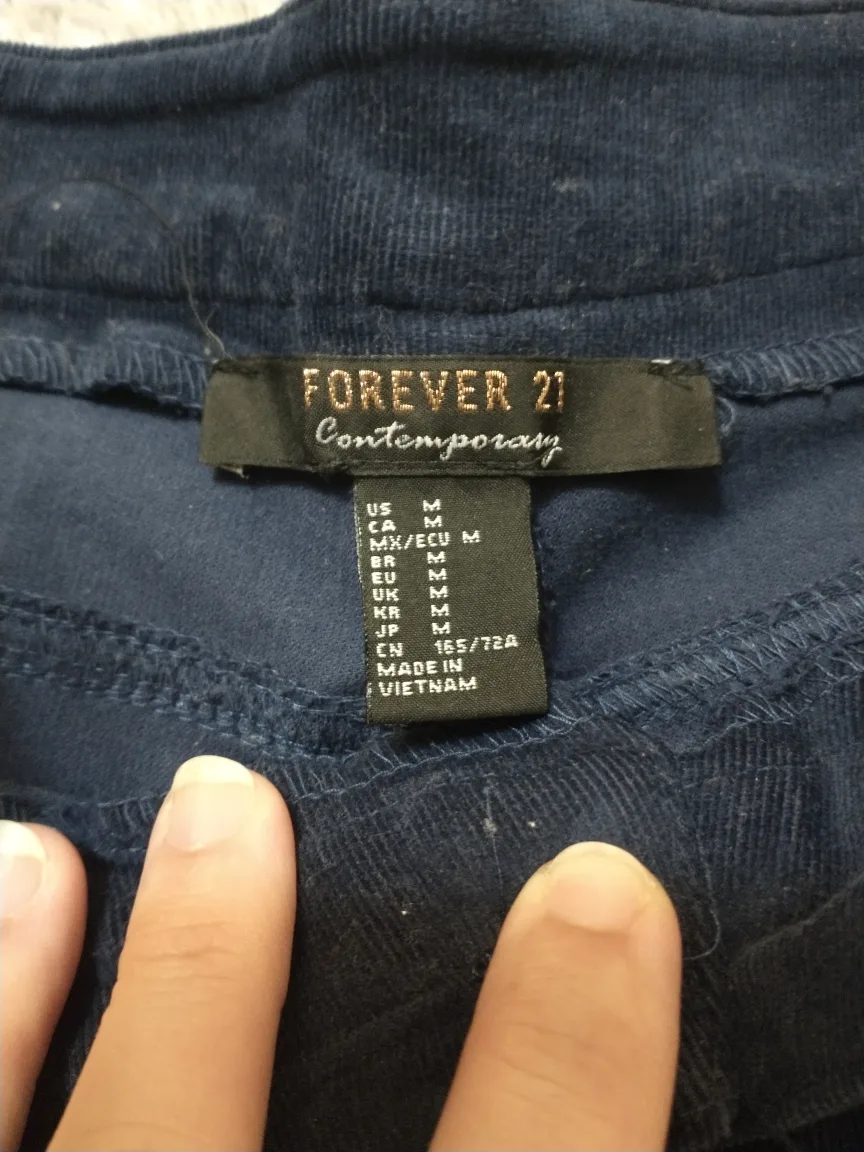 Forever 21 DARK BLUE CORDUROY PANTS STRAIGHT LEG,  BUTTON FLY image indicator(3)