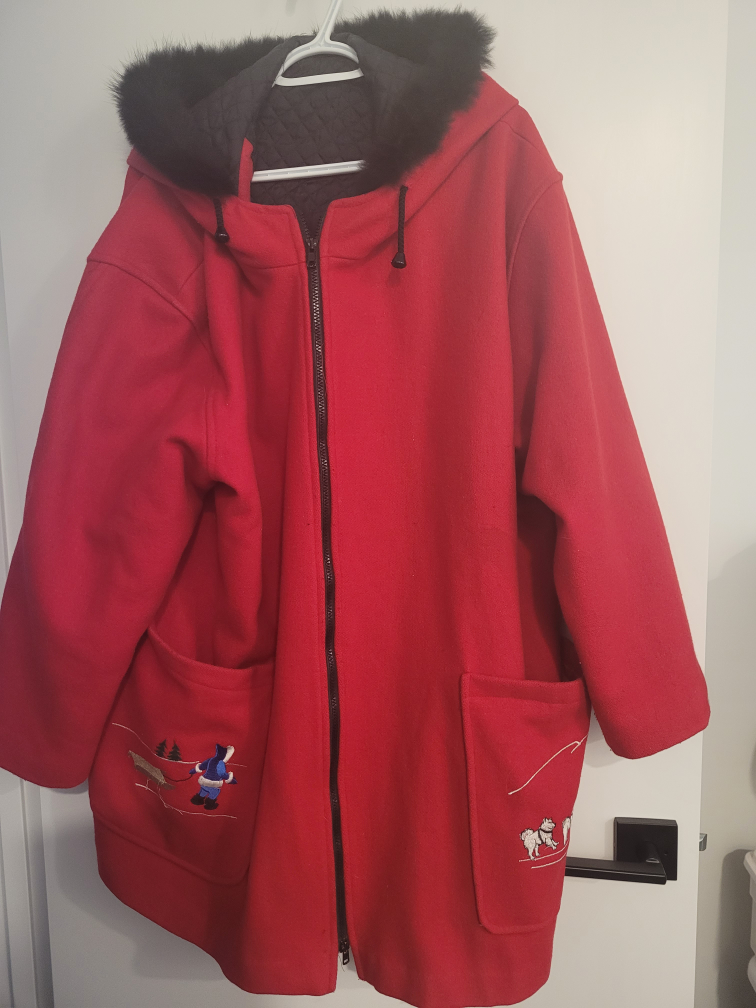 Red Wool Coat with Fur Hood - photo 2