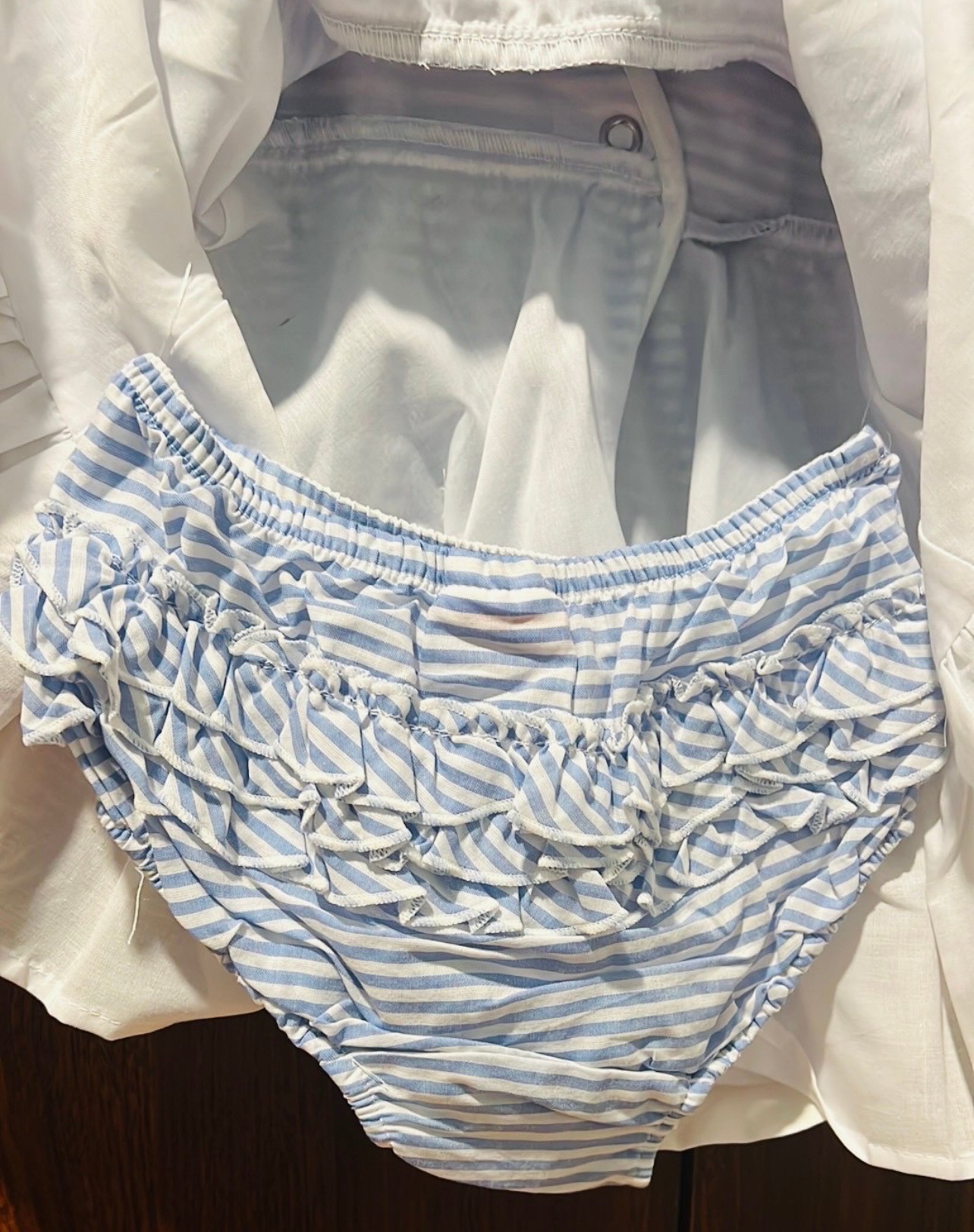 Blue and White Striped Dress with Bow - photo 5