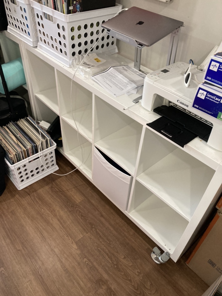 2 white ikea Kallax with wheels