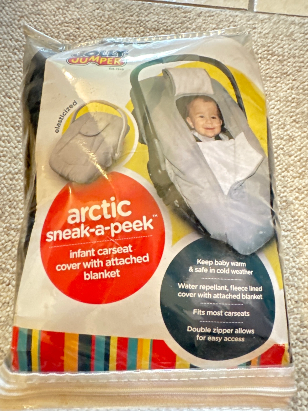Jolly Jumper Arctic Sneak-a-Peek Car Seat Cover Karrot