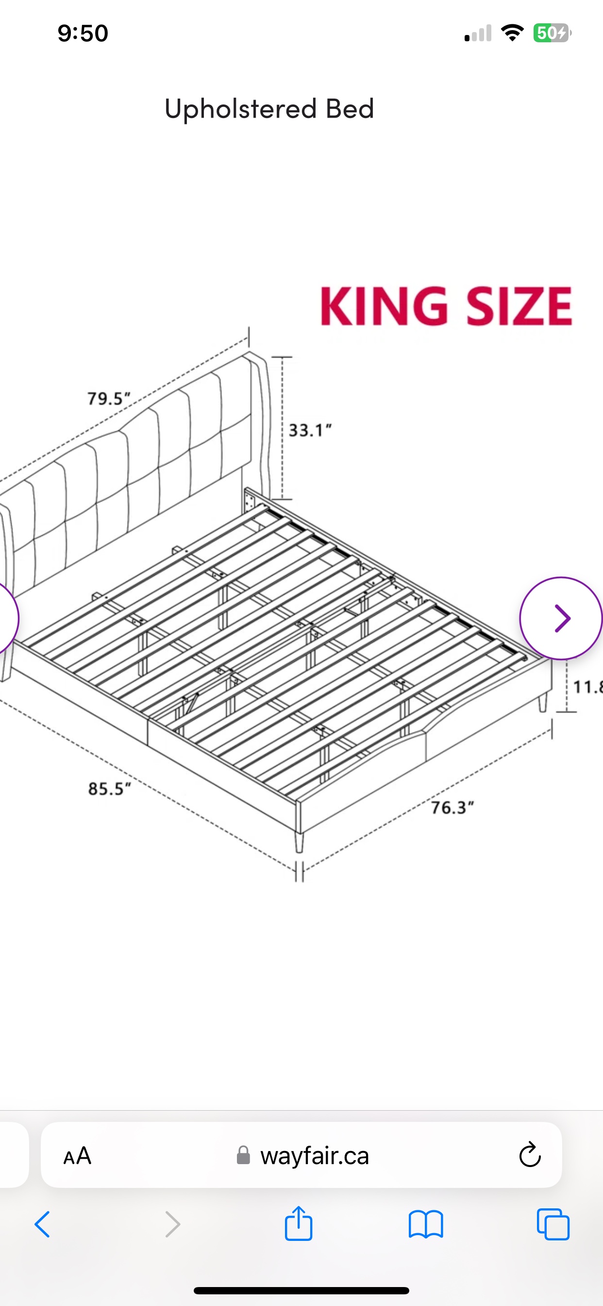 New King Upholstered Bed Frame - photo 4