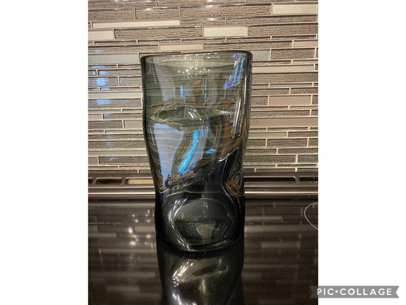 Unique Smoke Black Transparent Large Vase (Bin 22)