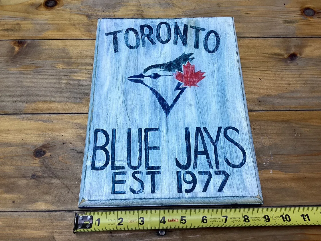 Vintage Hand Painted On Wood TORONTO BLUE JAYS EST 1977 ! image indicator(2)
