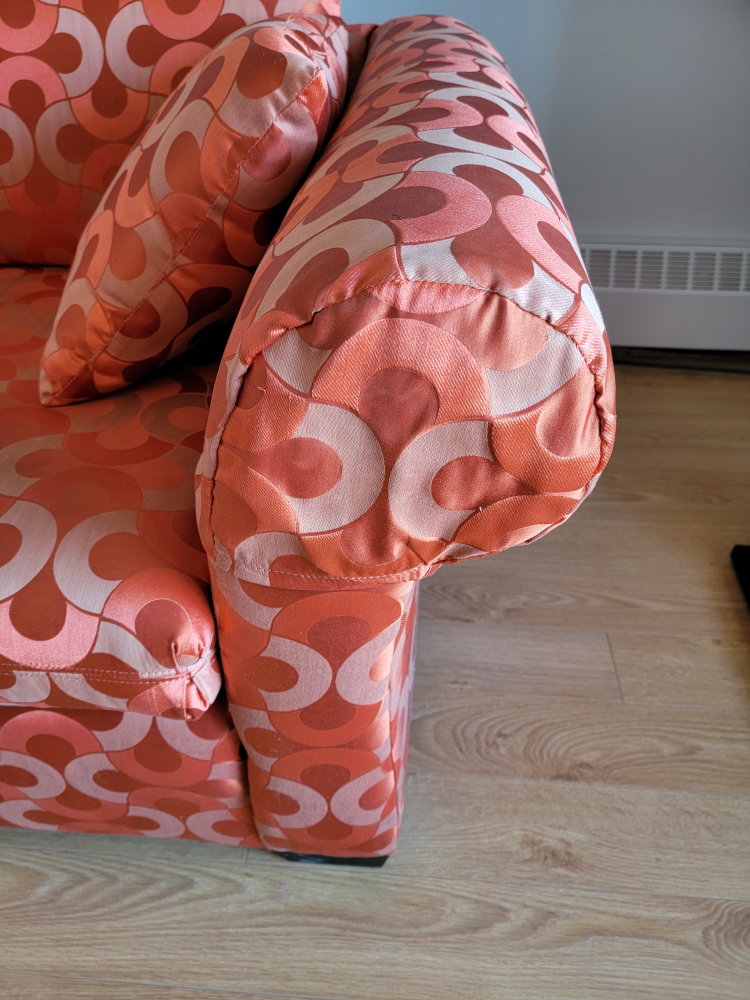 Vintage Orange Silk Love Seats - photo 3
