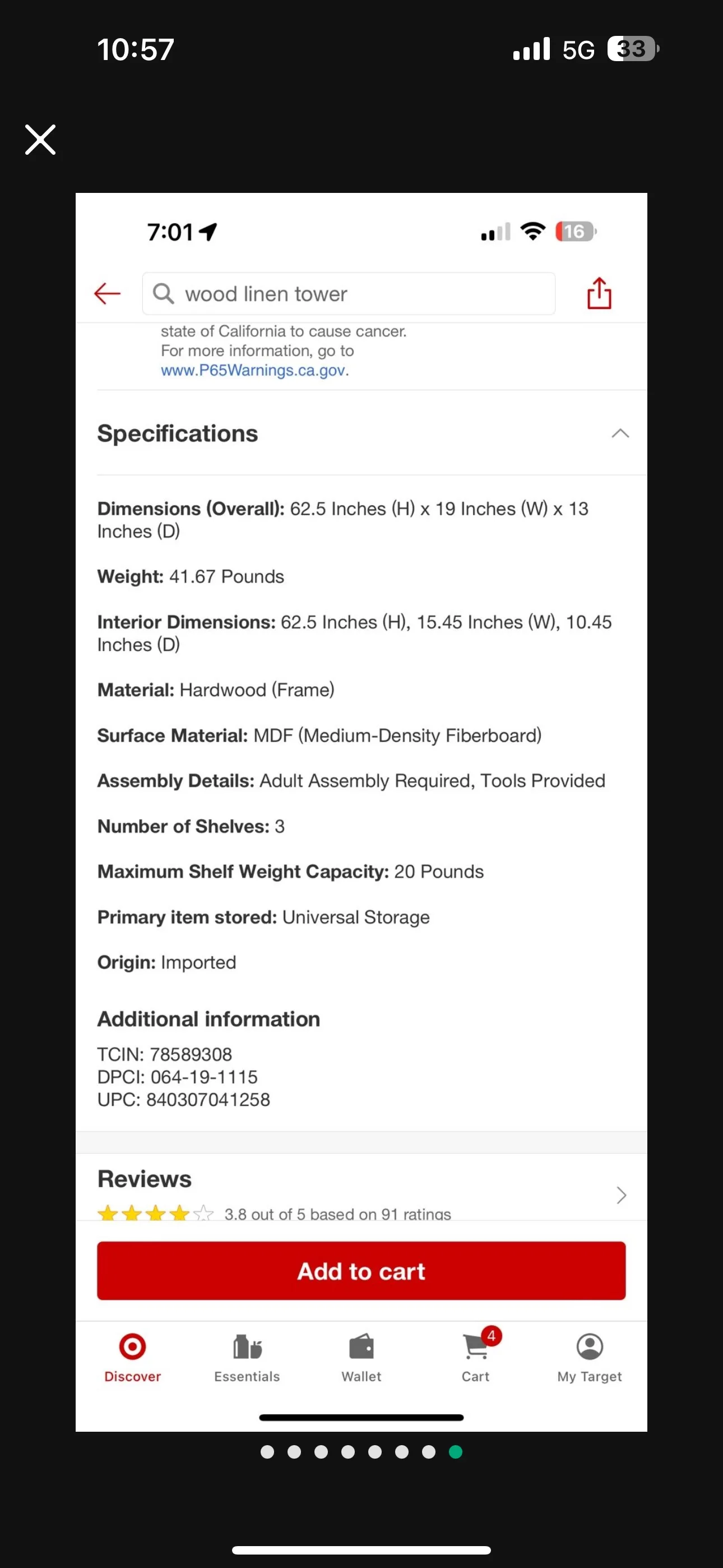 White Wood Linen Tower Cabinet Shelf image indicator(8)