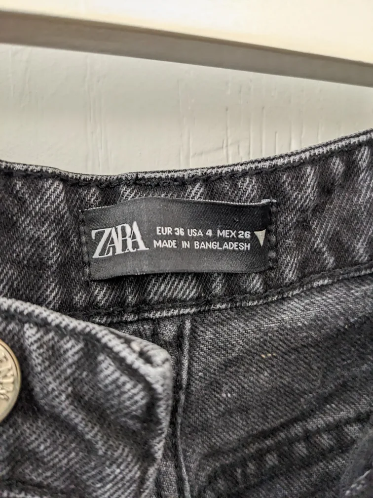 Zara Black Button Fly Straight Leg Crop Jeans image indicator(4)