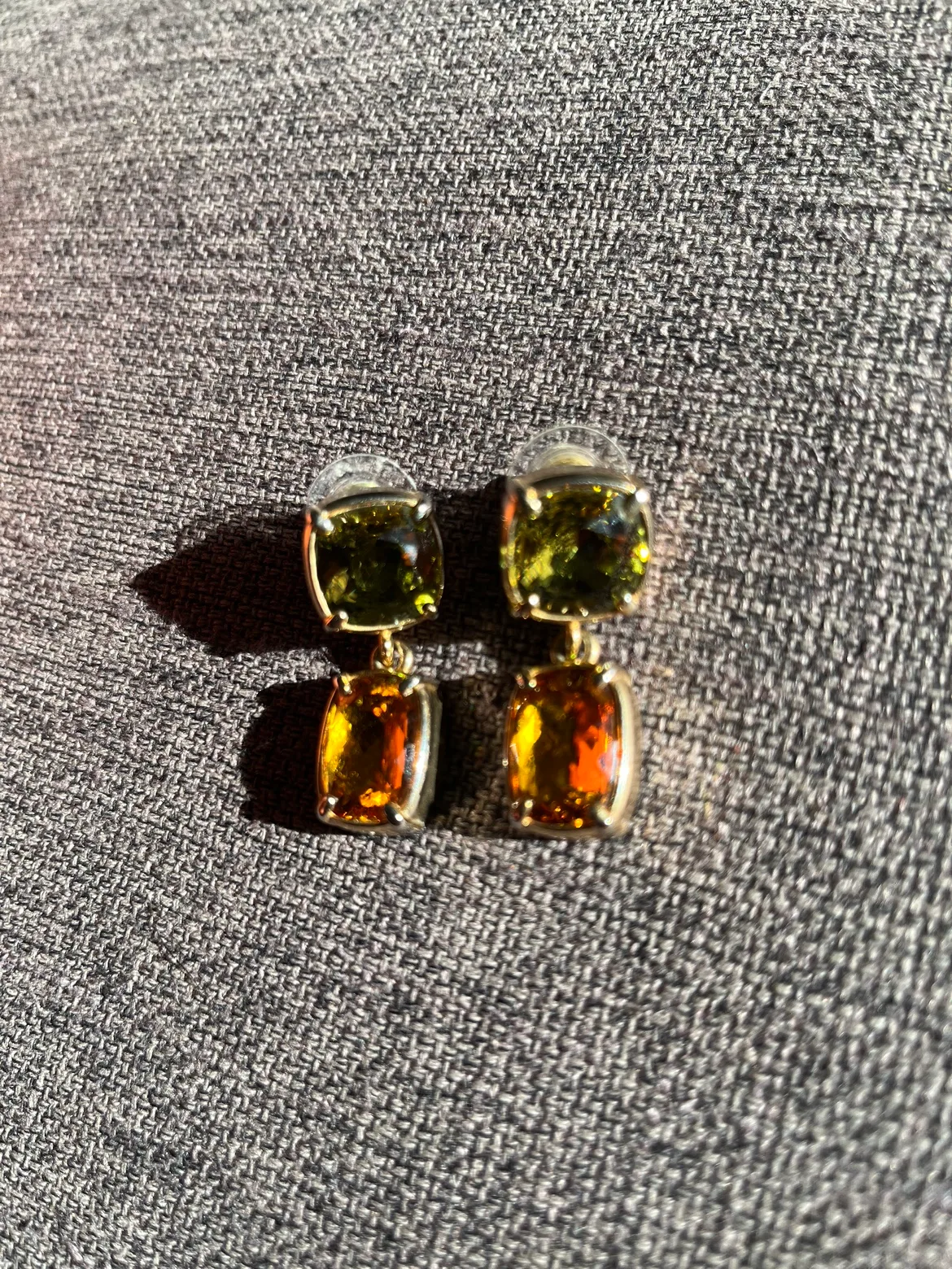 Tika Green and Amber Stone Earrings rhinestones image indicator(2)