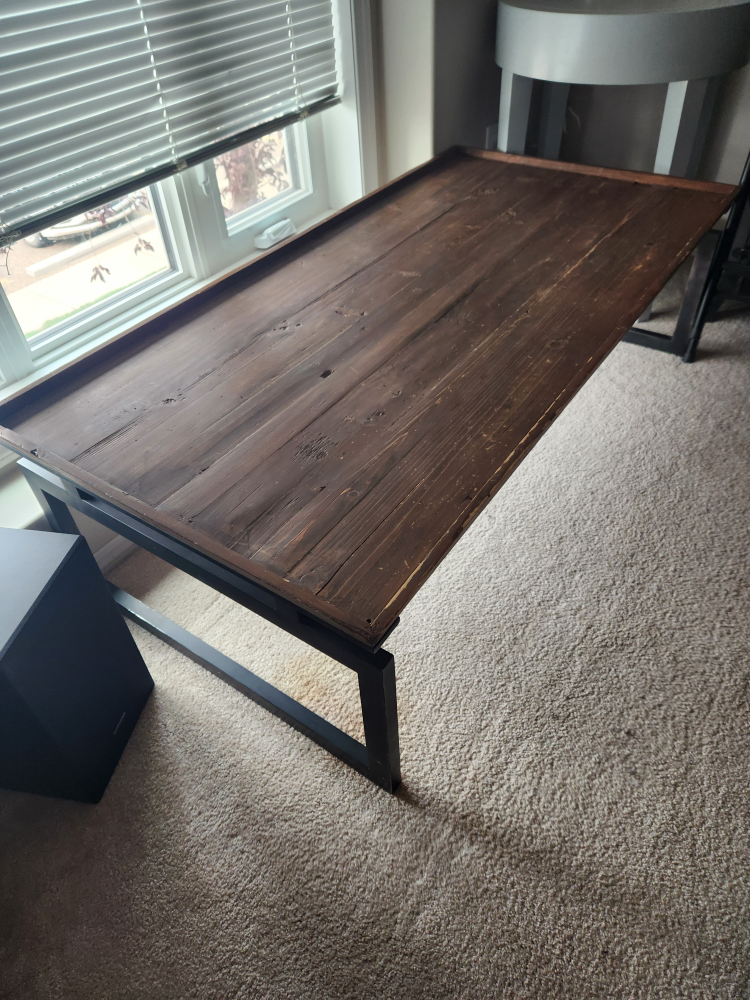 Wood Coffee Table with Black Metal Frame
