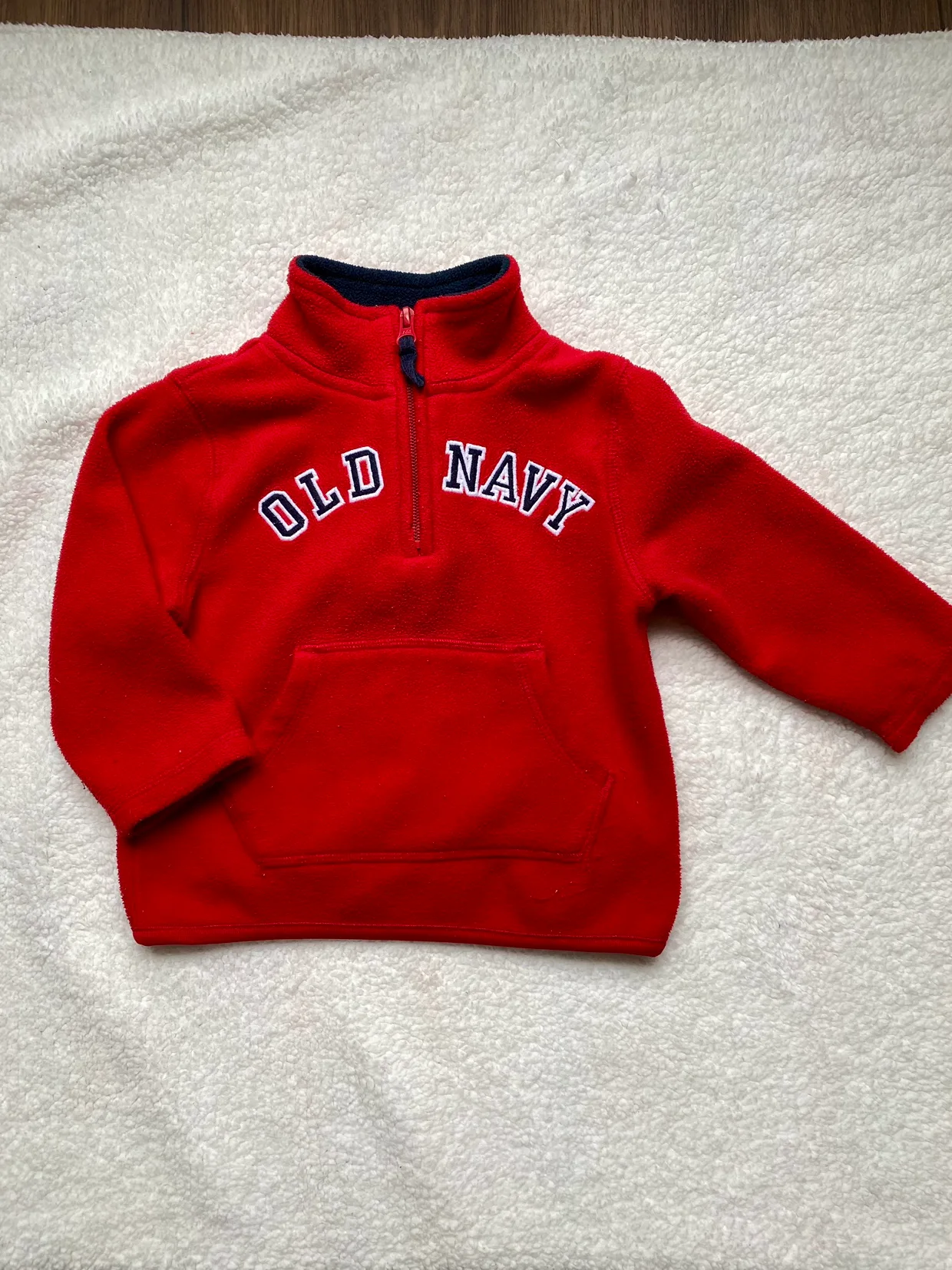 Old Navy Red Fleece Pullover, 12-18mth 🧡 thumbnail