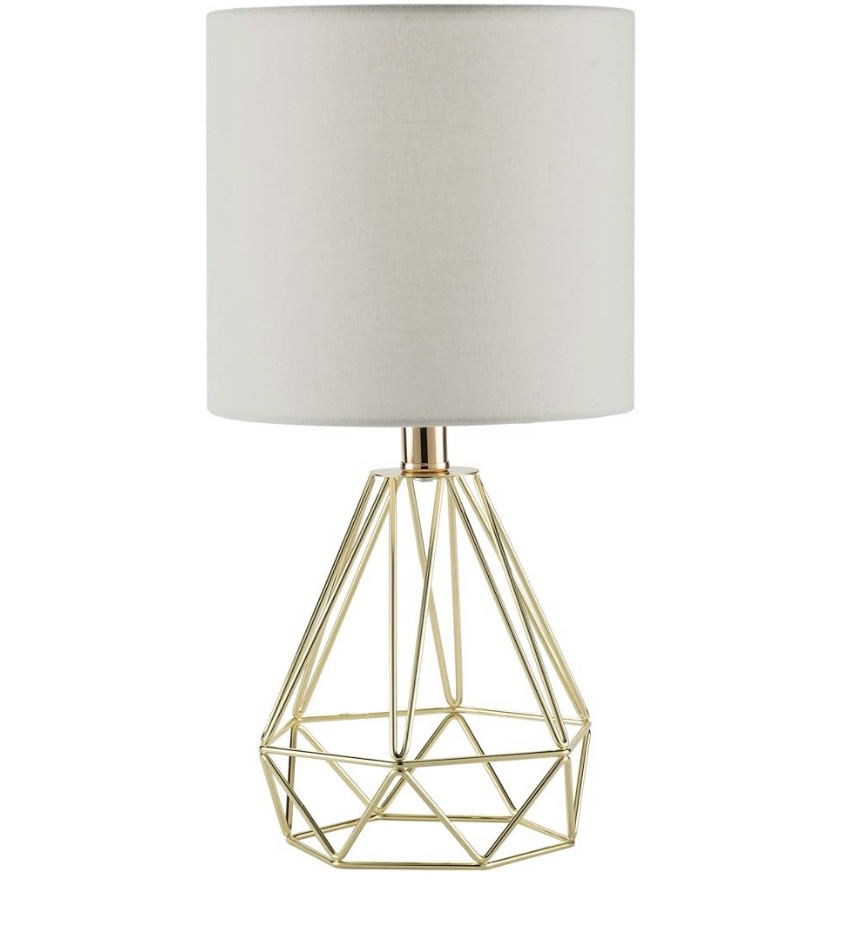 NEW - Table Lamp, Reinforced Geometric Wire Cage