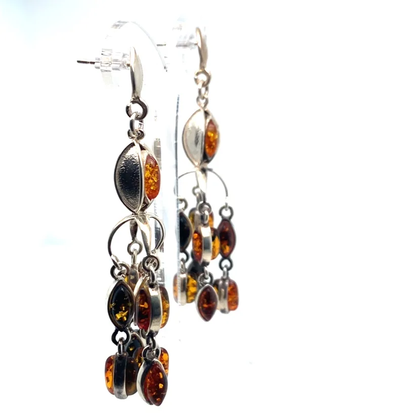 Amber chandelier Sterling Silver Earrings image indicator(2)