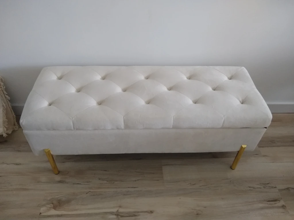 White Tufted Bench