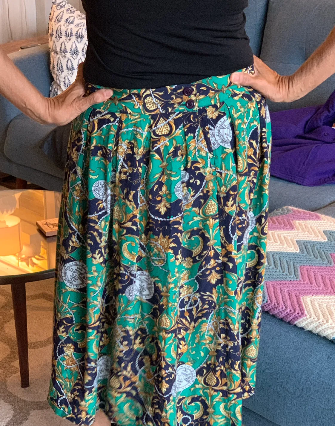 Vintage Pleated Printed Skirt image indicator(3)