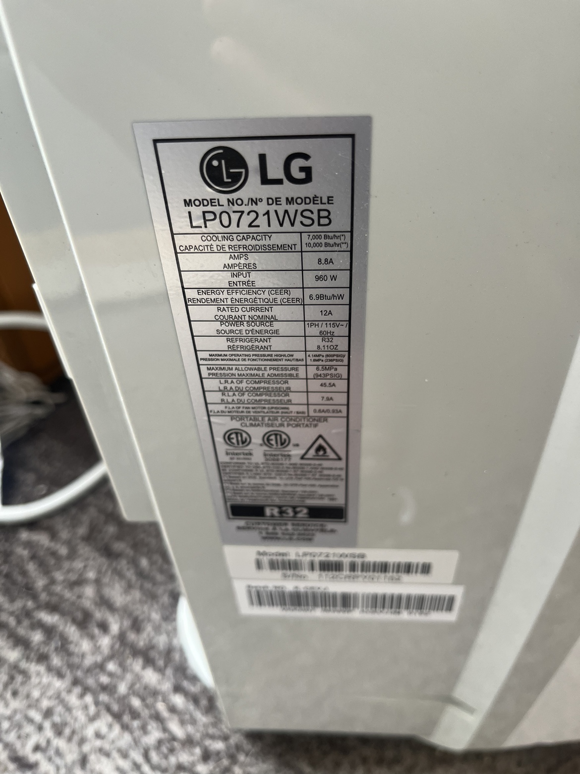 LG Portable Air Conditioner - photo 5