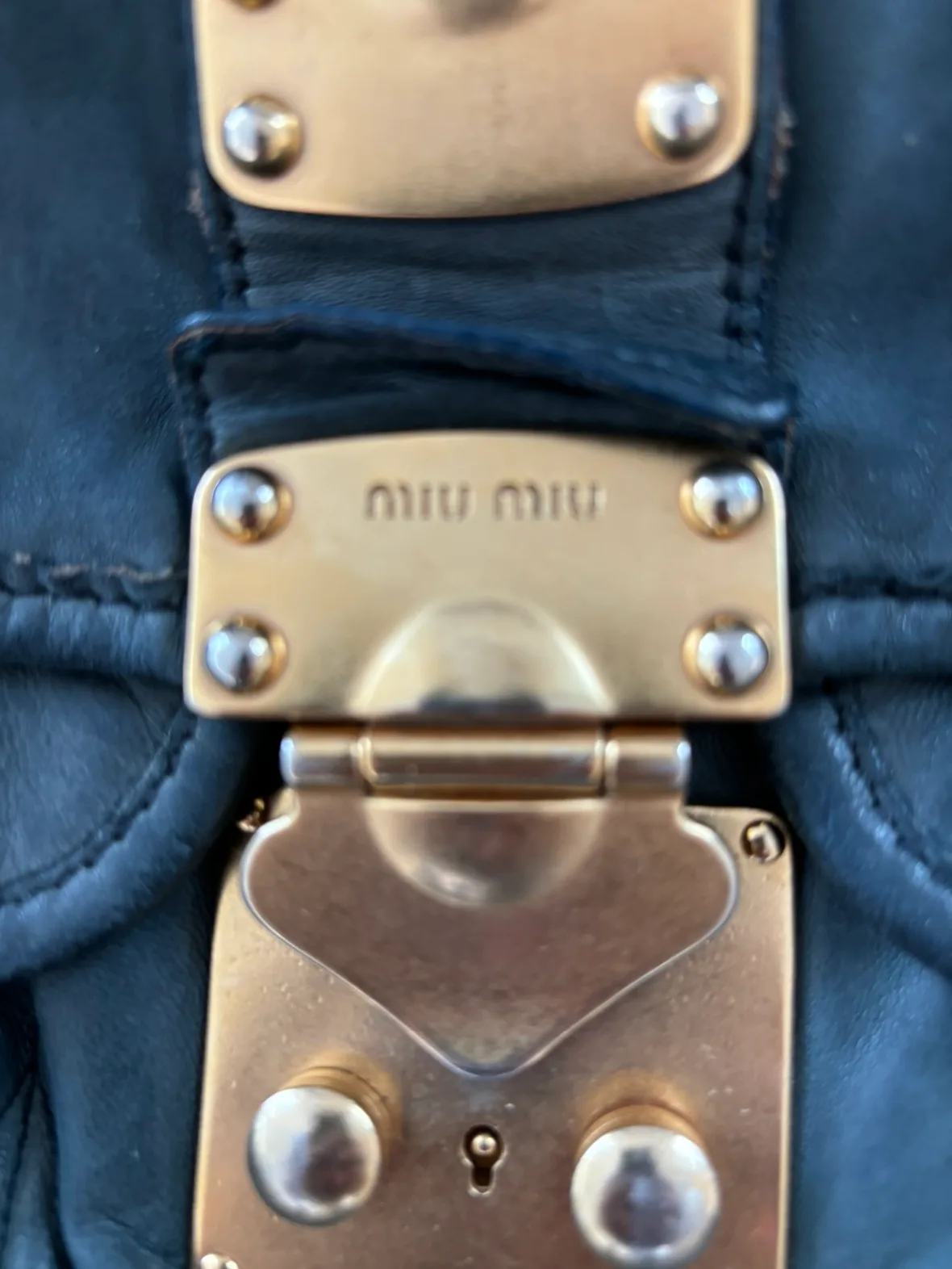 Miu Miu blue Matelasse coffer Leather Bag image indicator(7)