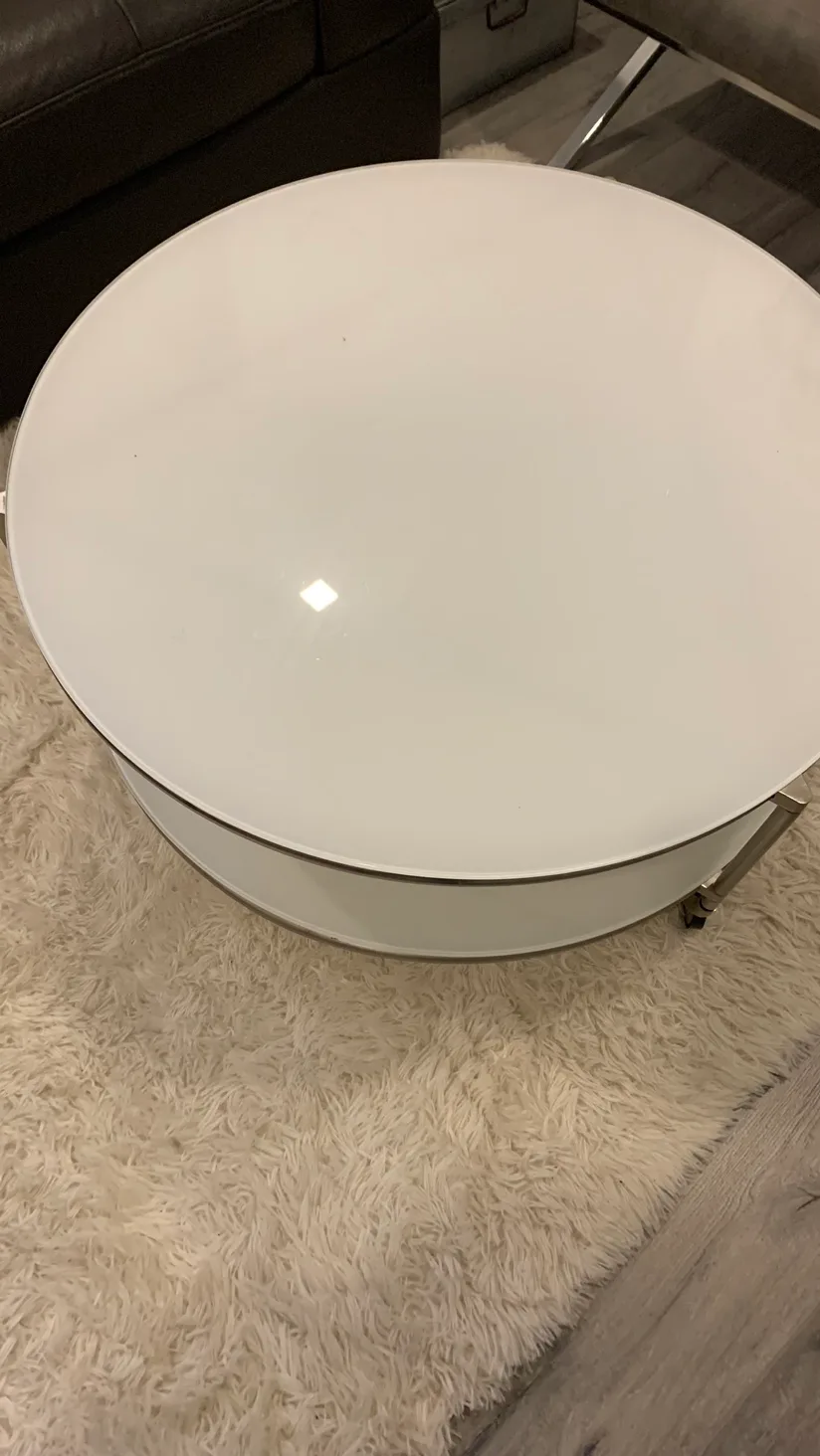 Round Glass Coffee Table with Two Tiers thumbnail