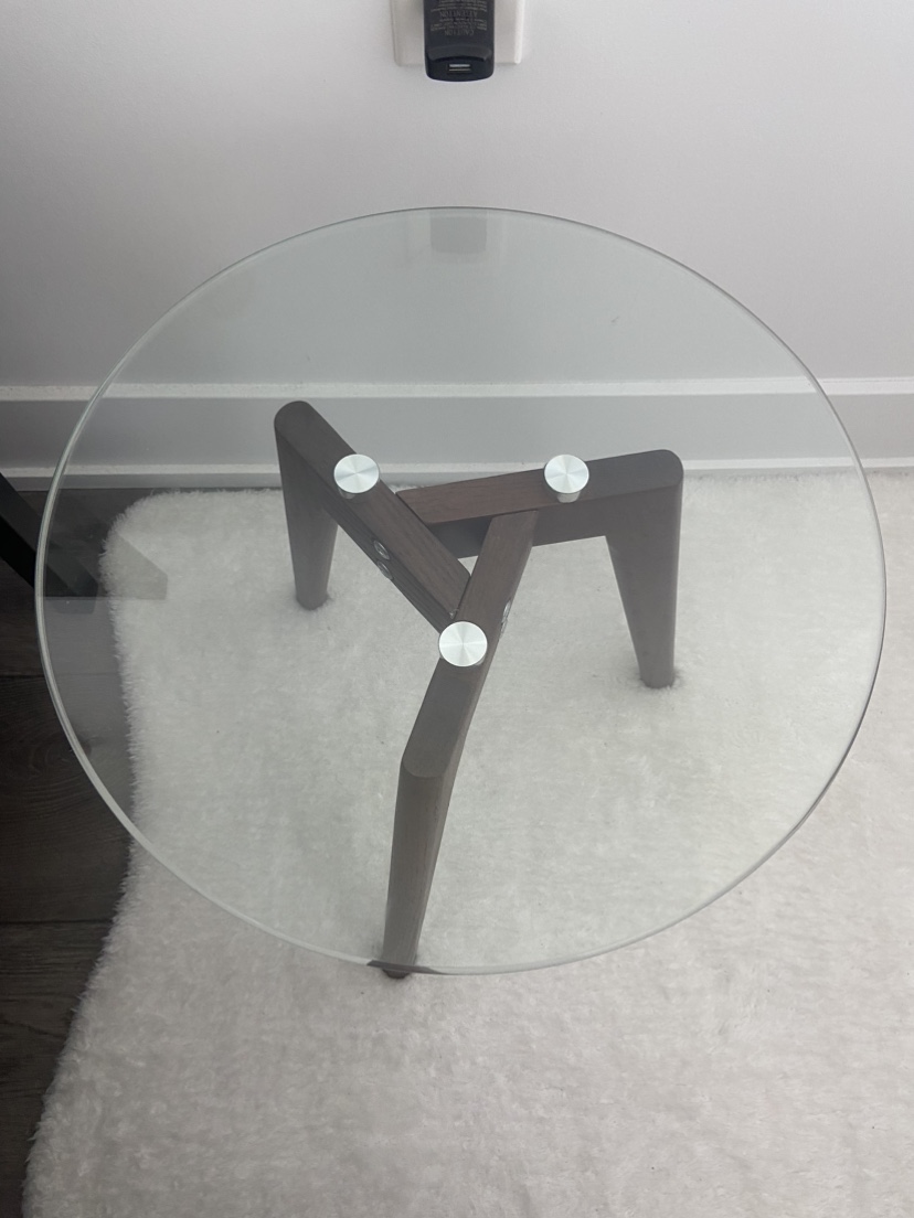 Two Glass and Wood Side Tables - photo 2
