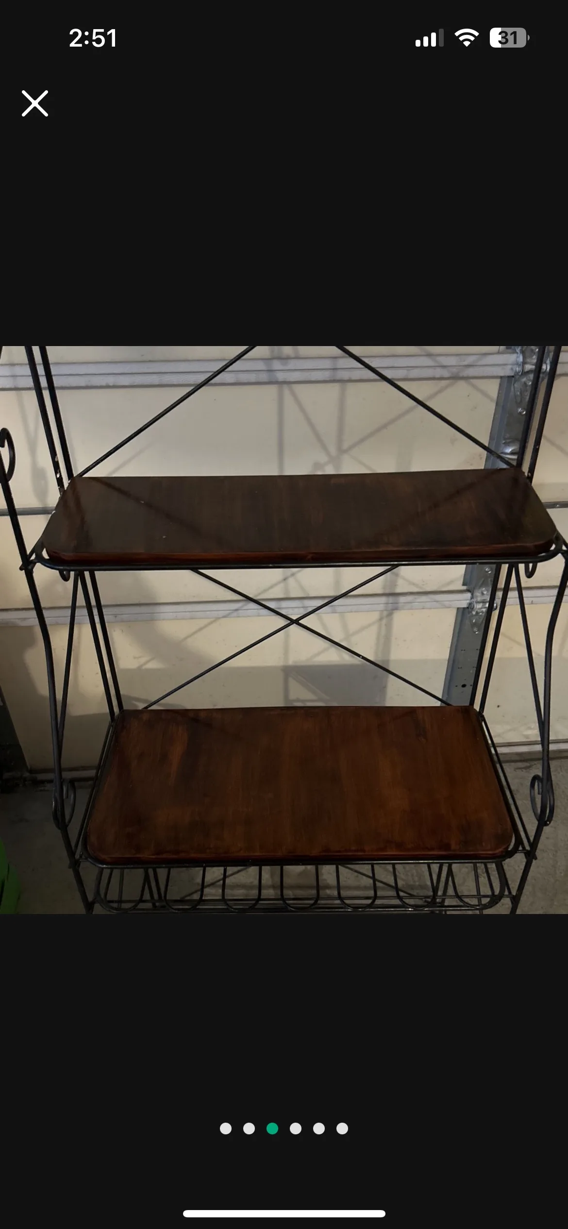 Black Metal Baker's Rack with Wood Shelves thumbnail