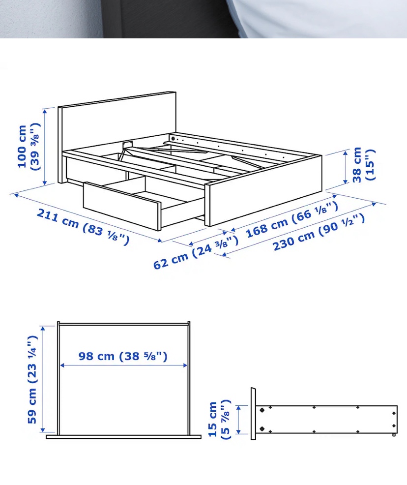 Queen Size Bed Frame with Storage