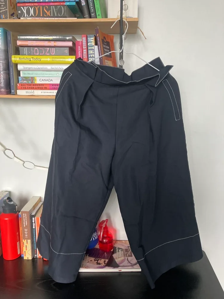 Navy coulotte trousers with white detail thumbnail