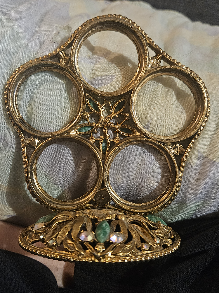 Gold photo Holder with Green Stones - photo 2