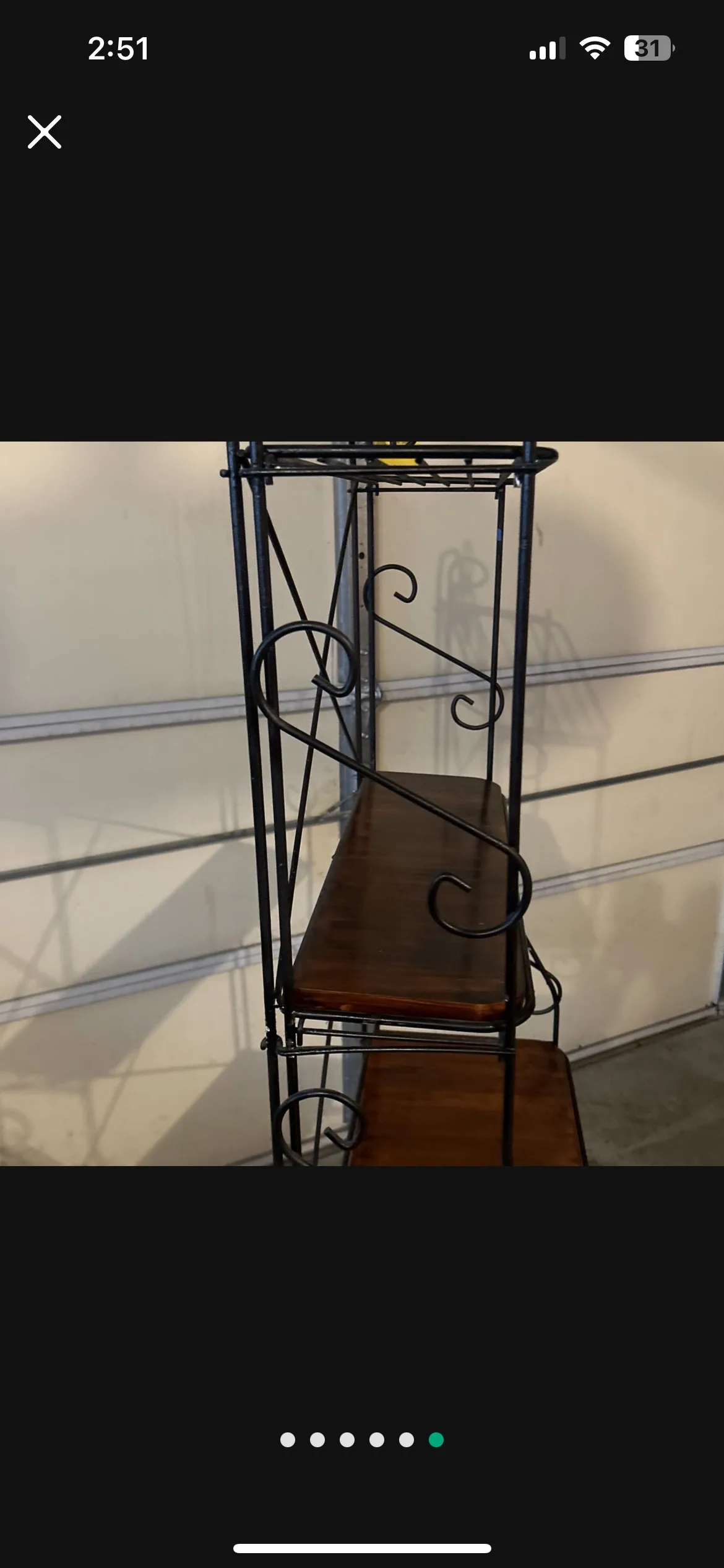 Black Metal Baker's Rack with Wood Shelves image indicator(2)