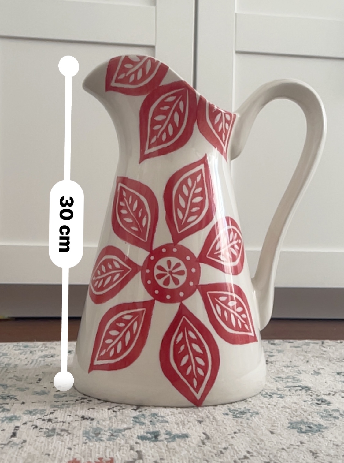 Large Red Floral Pitcher - photo 2
