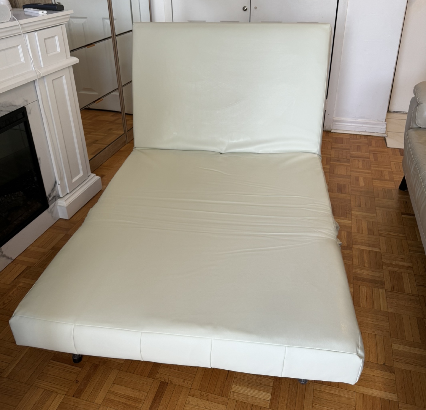 White Futon Sofa Bed Faux Leather - photo 3