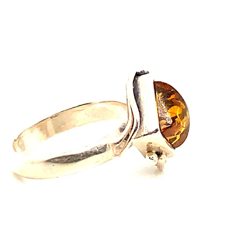 Sterling silver Genuine Amber Ring image indicator(6)