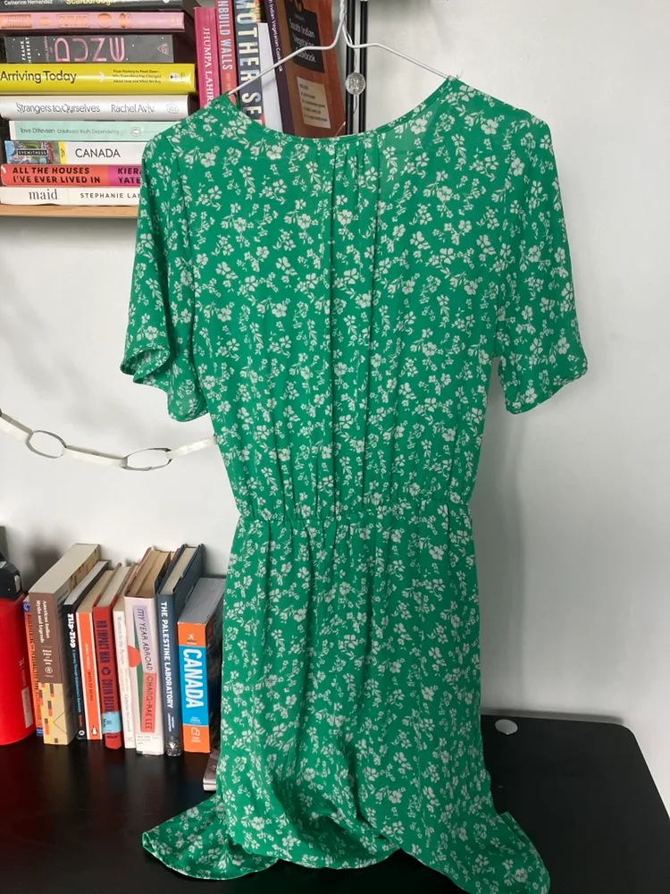 Green Floral Wrap Dress image indicator(2)