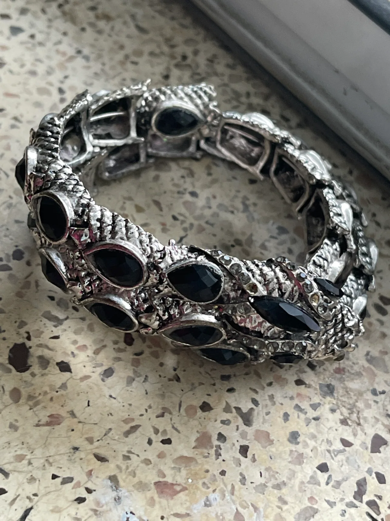 Black Crystal Silver Bracelet thumbnail