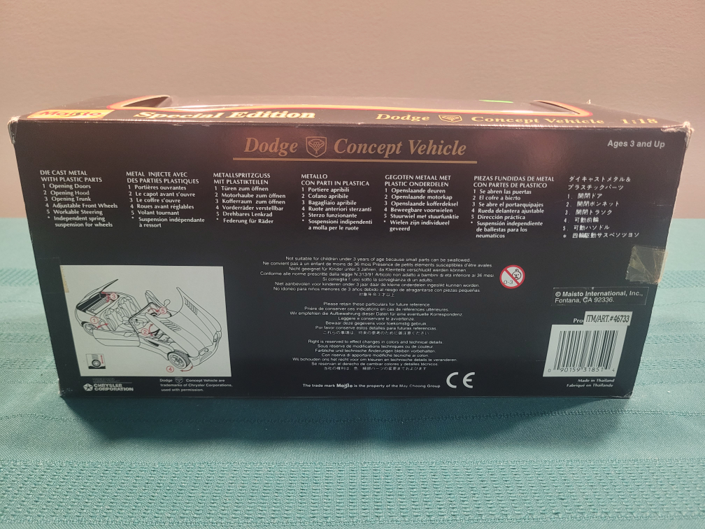 Boxed Maisto Special Edition Dodge Concept Vehicle 1:18 Die Cast - photo 4