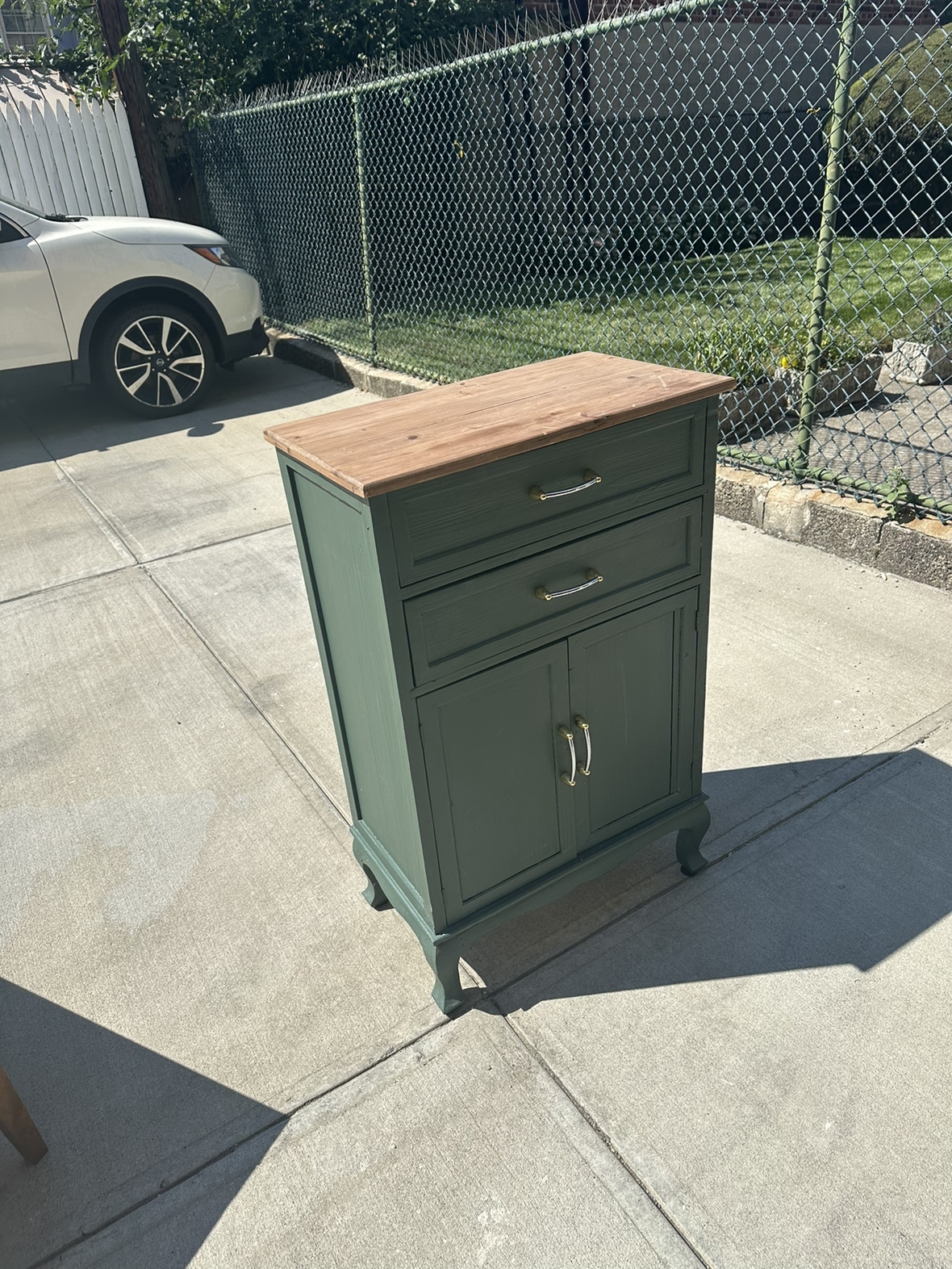 Green Cabinet with Wooden Top - photo 2