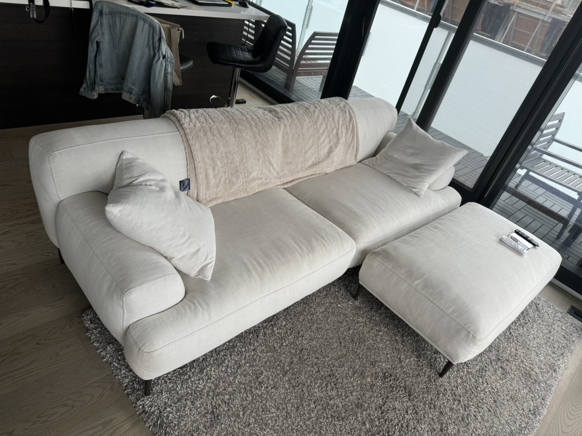 White Sofa with Ottoman