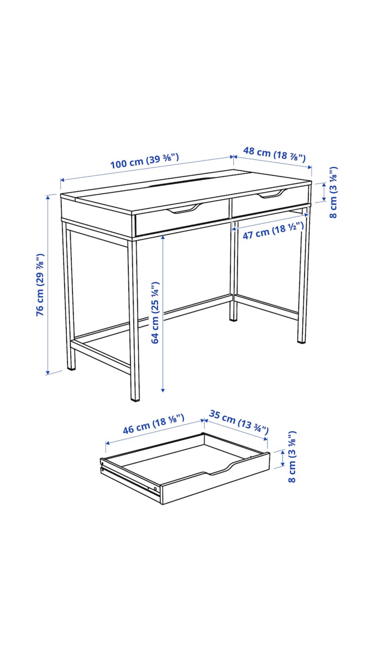 White Desk with 2 Drawers (IKEA) - photo 4