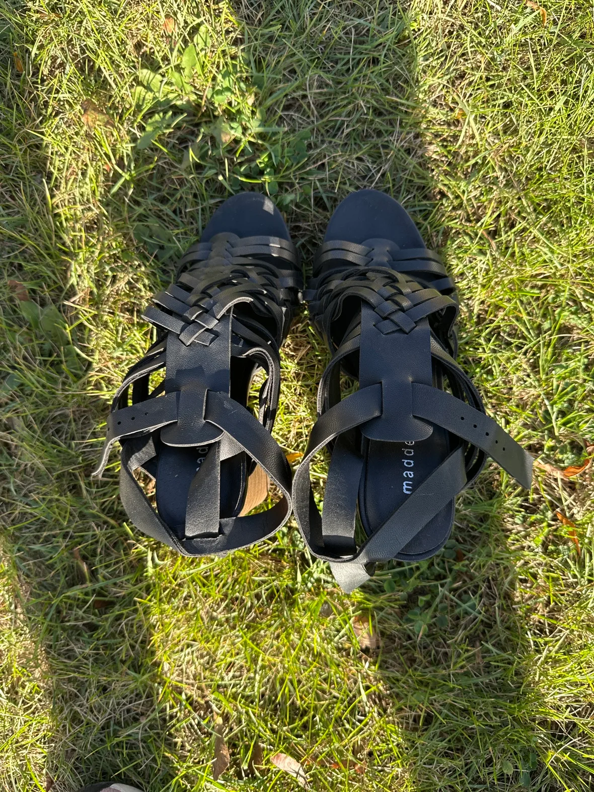 Black Leather Strappy Heels thumbnail