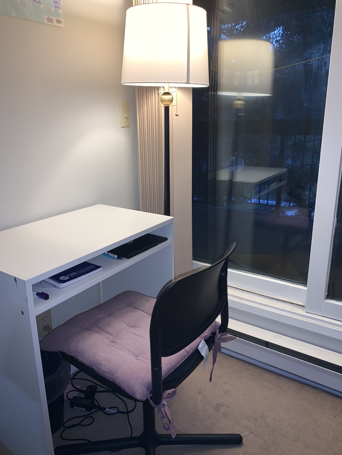 White Desk with chair and lamp