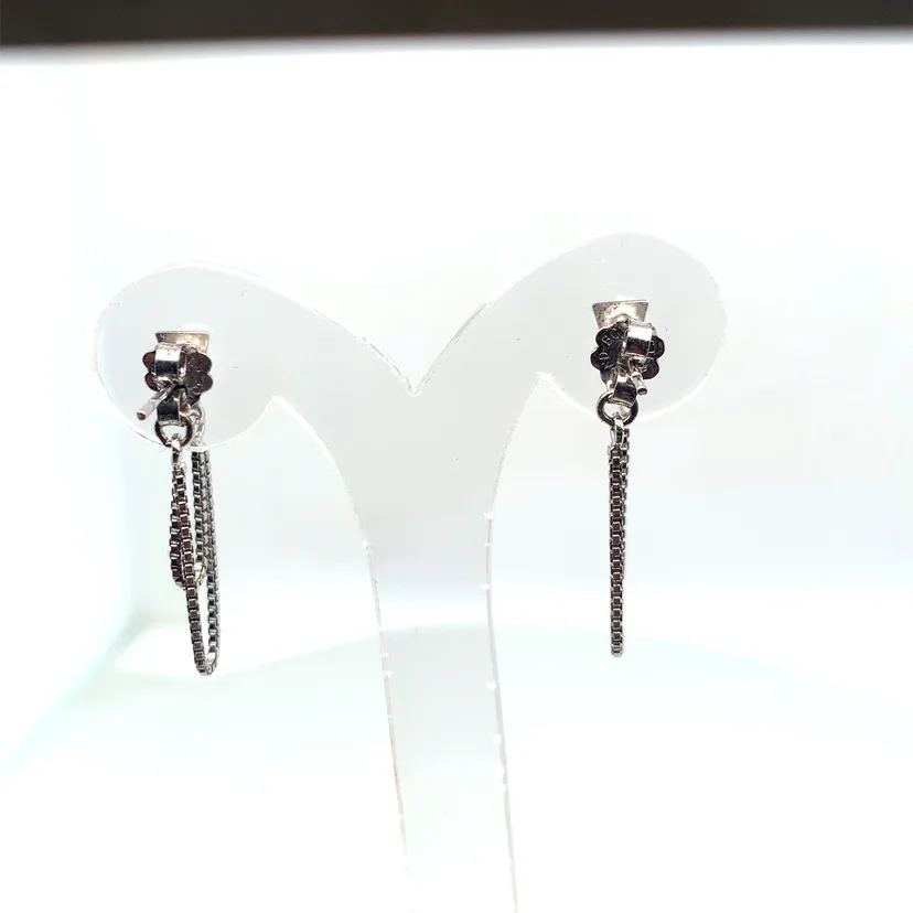 Sterling Silver Double Chain Drop Earrings image indicator(5)