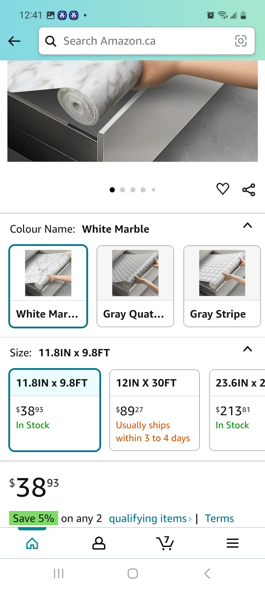 Drawer and Shelf Liner - White Marble - photo 3
