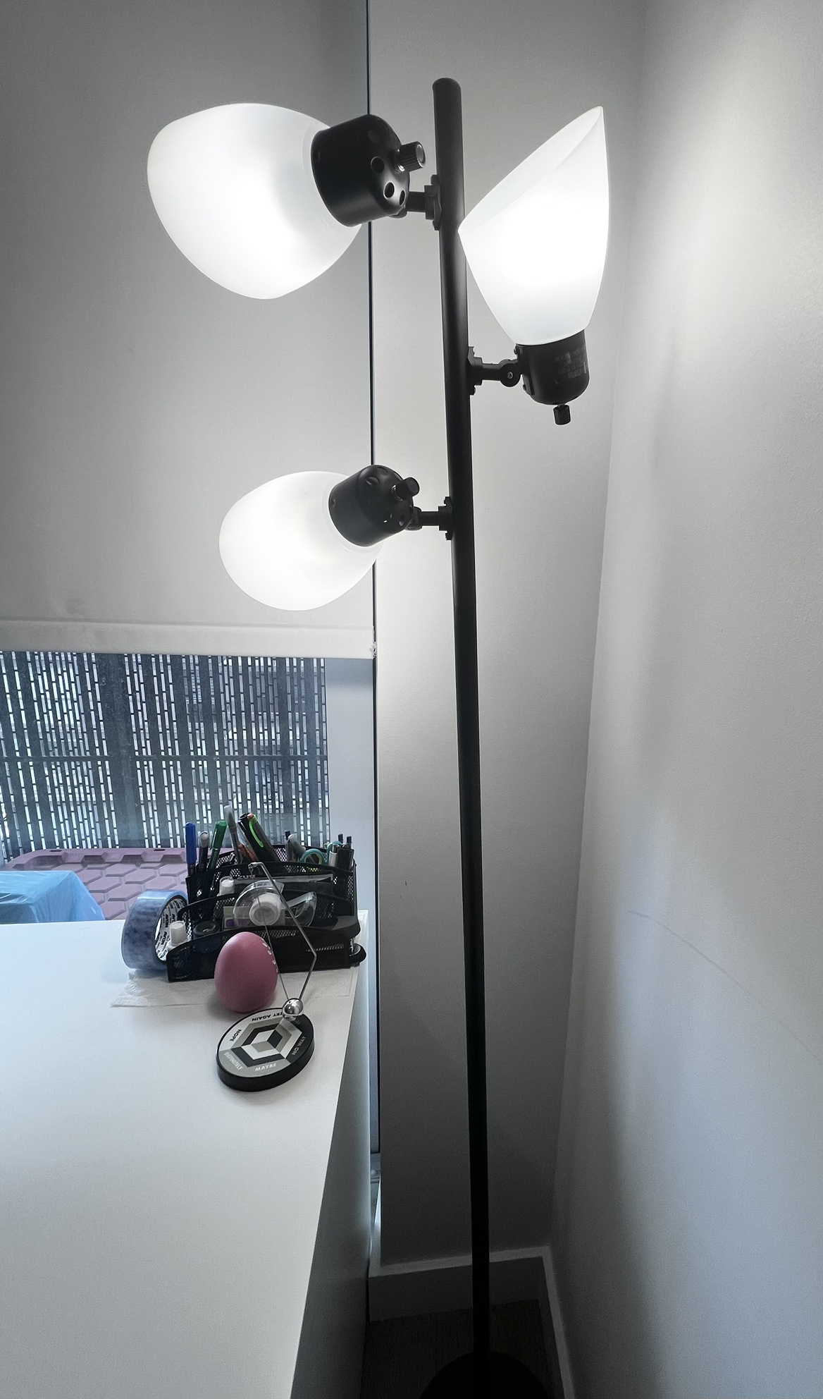 Black Three-Light Floor Lamp with LED Bulbs