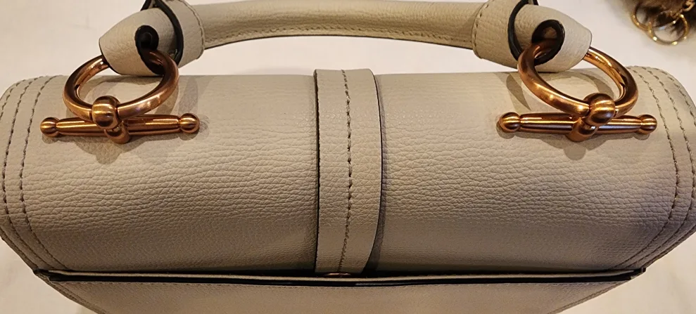 Lovecat Creamy Beige Leather Handbag image indicator(4)