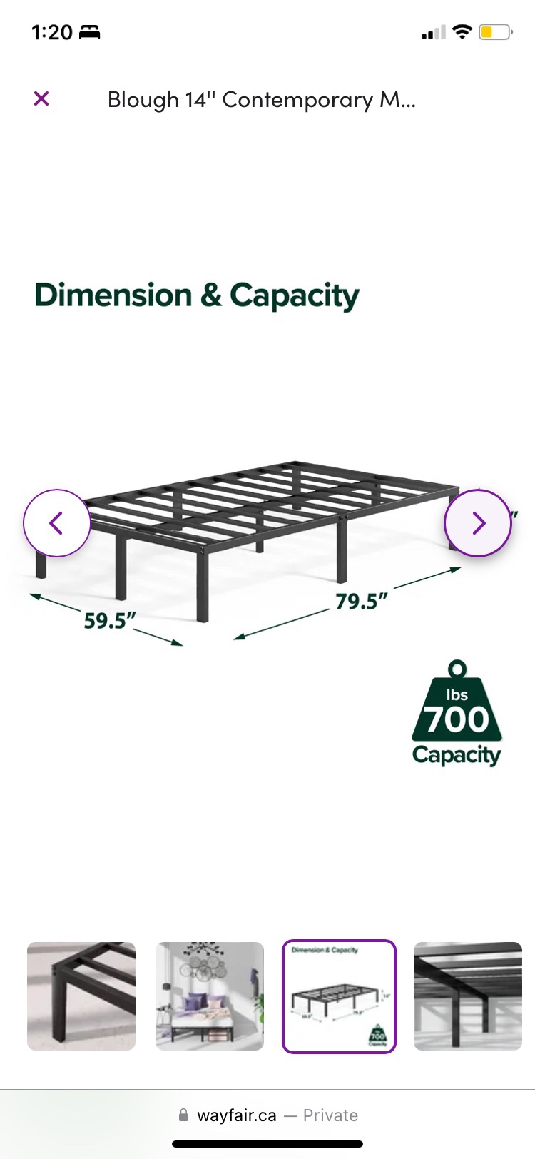 Queen Size Black Metal Bed Frame - photo 3