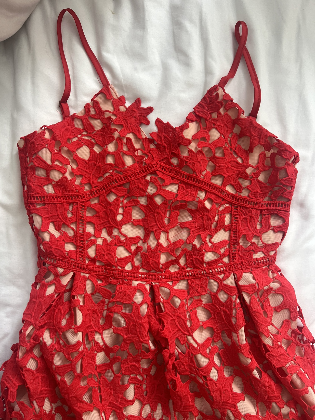 Red Lace Midi Dress Self Portrait - photo 2