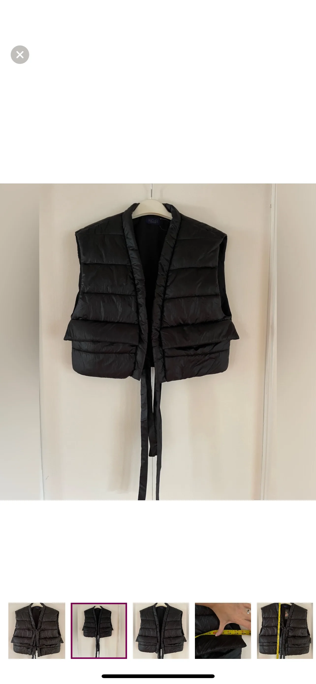 Black Tie Up Boxy Puffer Vest image indicator(2)