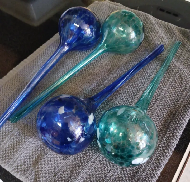 Set of 4 Glass Watering Bulbs holds 300ml per image indicator(2)